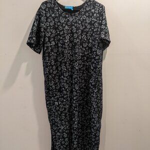 Fresh Produce Womens Black/ Gray Floral Print Maxi Dress Size 1X